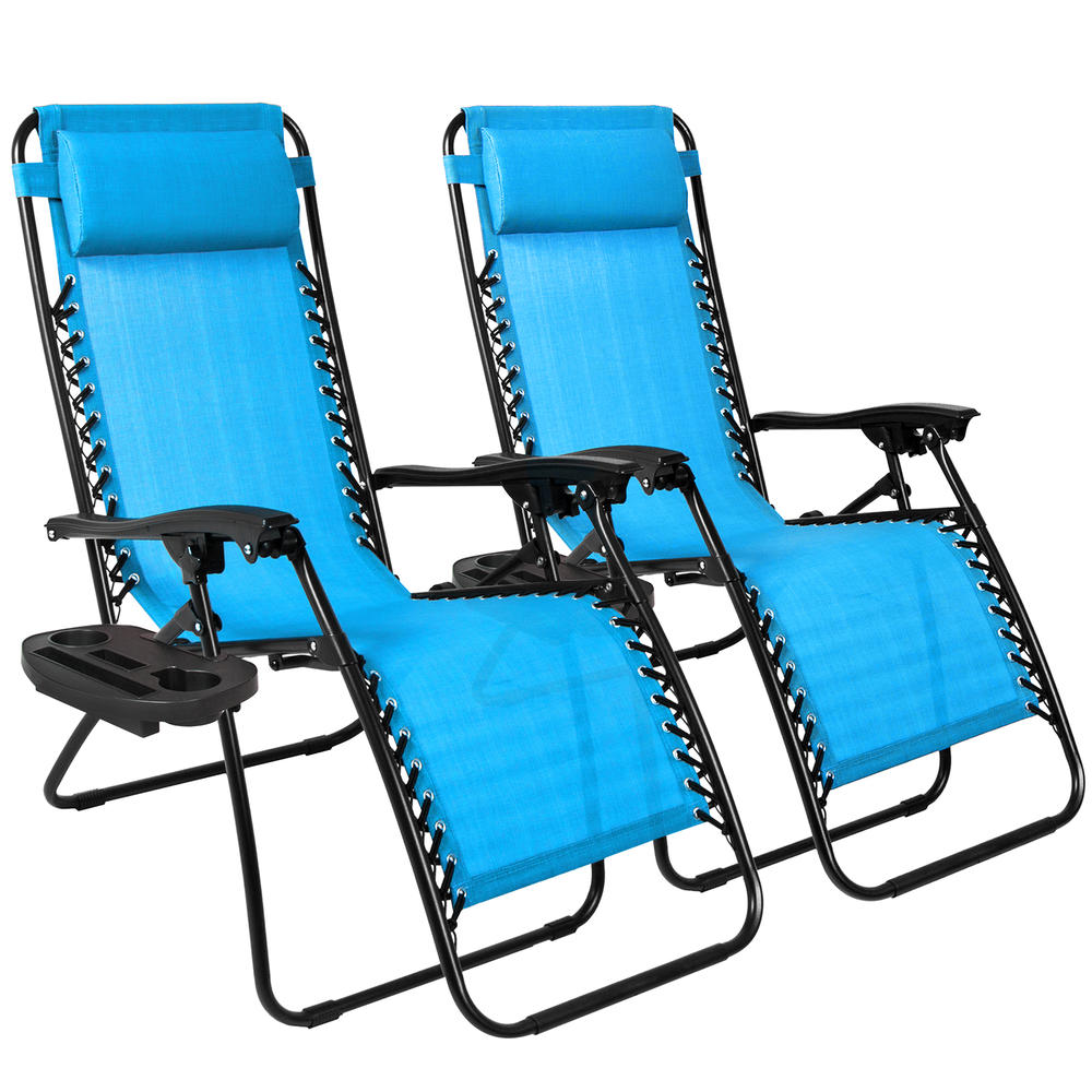 Best Choice Products Zero Gravity 2pc. Outdoor Mesh Patio Lounge Chair Set - Light Blue