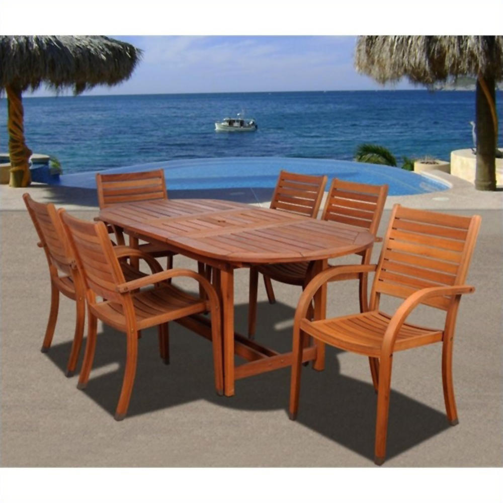 International Home Miami Corp Arizona 7pc. Eucalyptus Wood Patio Dining