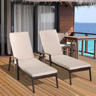 Goplus Set of 2 Rattan Lounge Chairs w/ Cushions - Sears ...