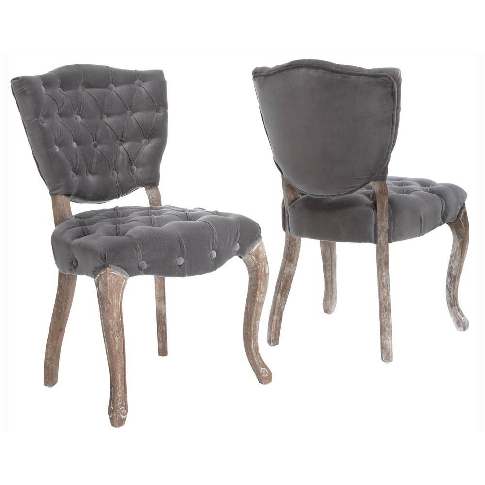 Christopher Knight Home  Bates Tufted Grey Fabric Dining Chairs Set of 2