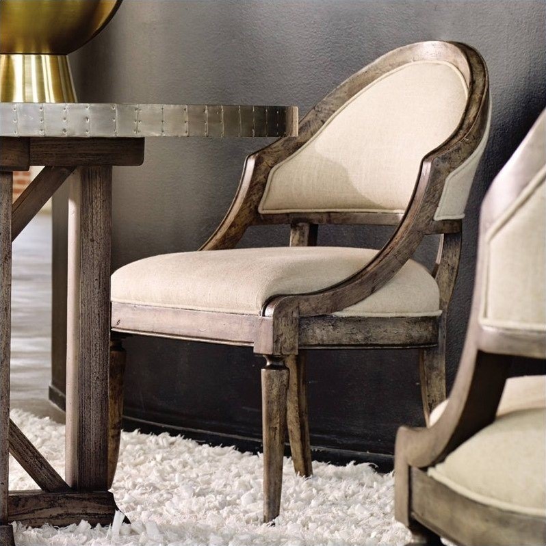 Hooker Furniture  Melange Bentley Upholstered Dining Chair in Weathered Natural Wood