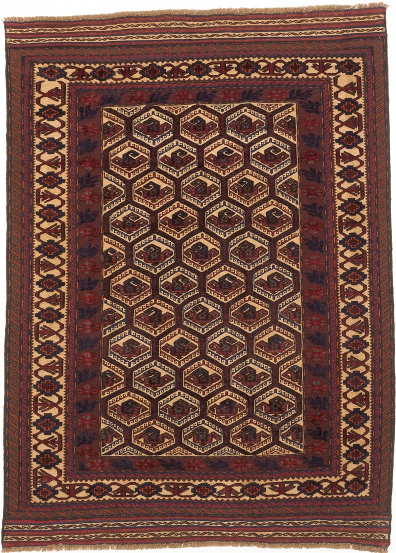 eCarpetGallery  Hand-knotted Tajik Tribal Red and Yellow Wool Rug (6'5 x 8'9)