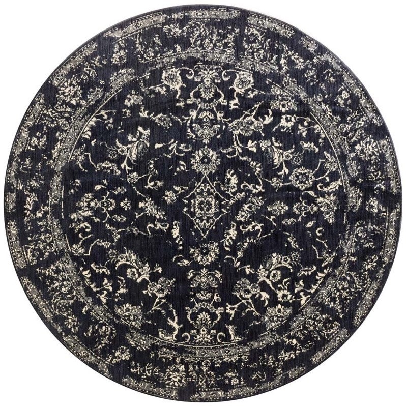 Loloi Rugs Loloi Florence 9'6" Round Rug in Black and Ivory