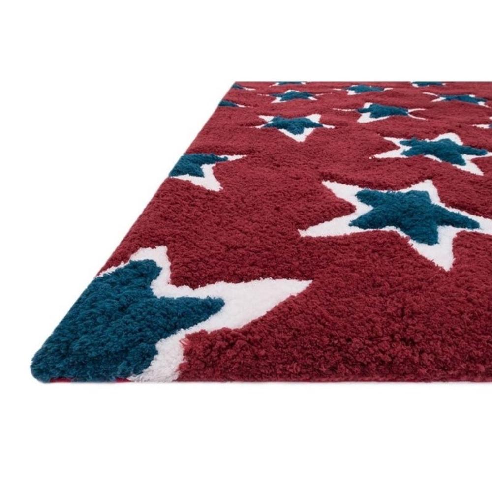 Loloi Rugs  LOLALL-06RENV5070 Lola Shag Collection Area Rug, 5'-0" x 7'-0", Red/Navy