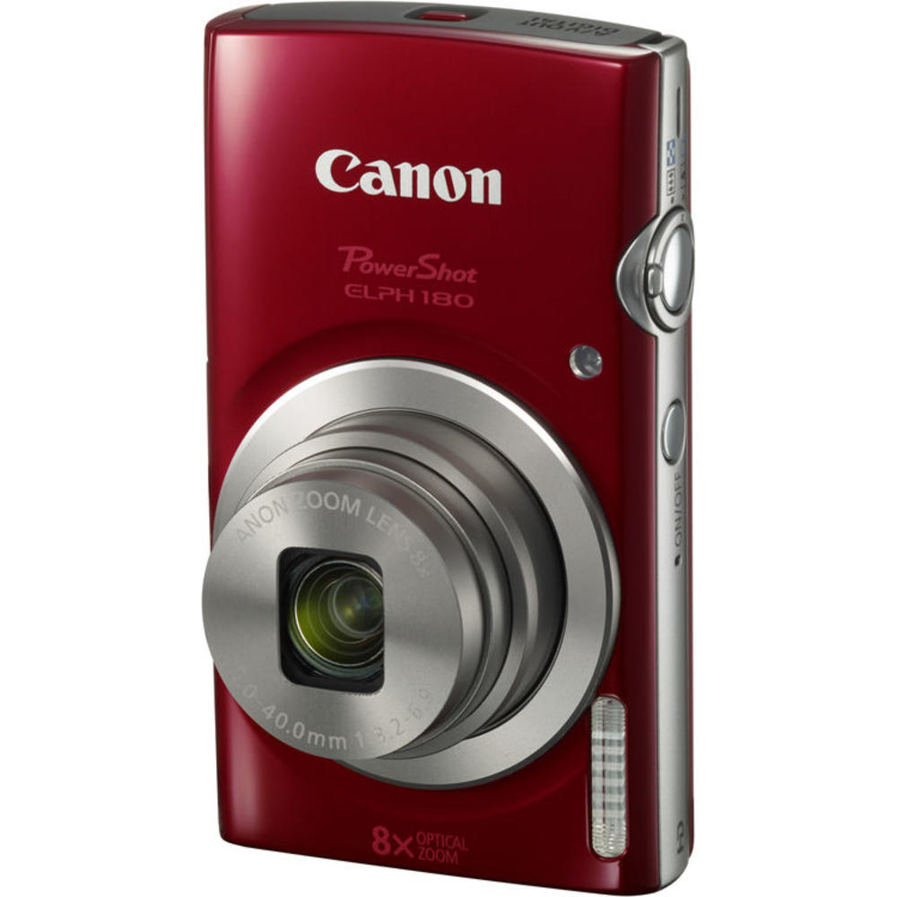 TriStateCamera CANPSE180RDKA  Canon PowerShot ELPH 180 Digital Camera (Red) 1096C001 8X Optical Zoom -16GB Kit