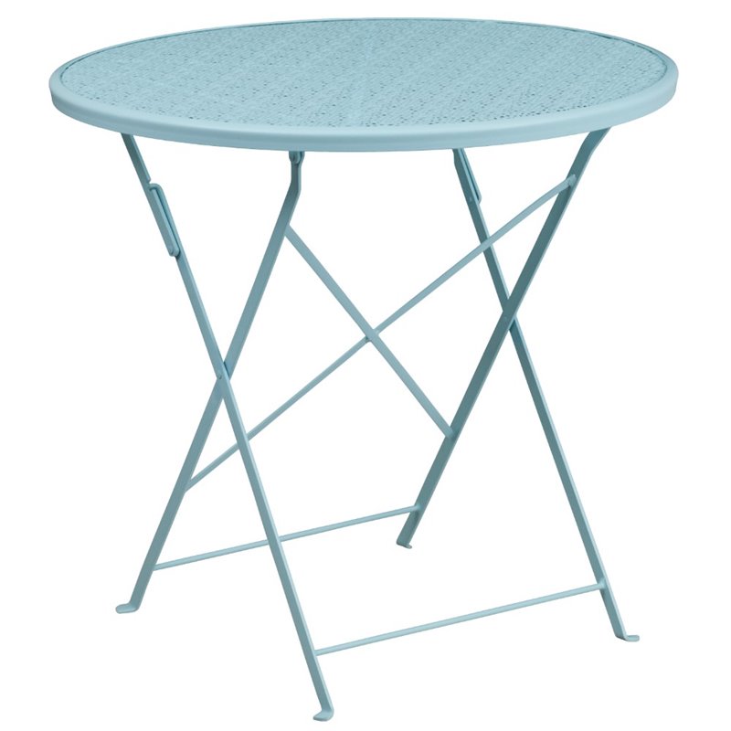 Flash Furniture Folding Patio Table in Blue Finish