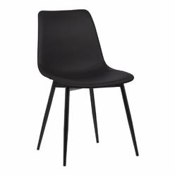 Armen Living LCMOCHBLACK Monte Contemporary Dining Chair in Black Faux Leather with Black Powder Coated Metal Legs