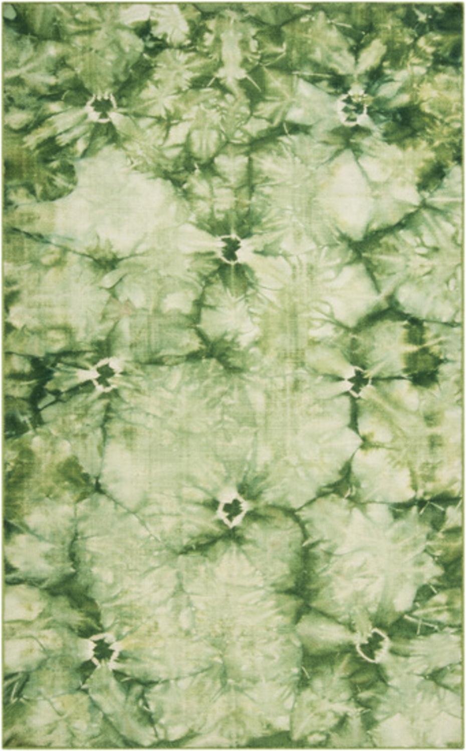 Diva At Home  2' x 3' Vagabond Tie-Dye Style Spring Green Hand Woven Wool Area Throw Rug