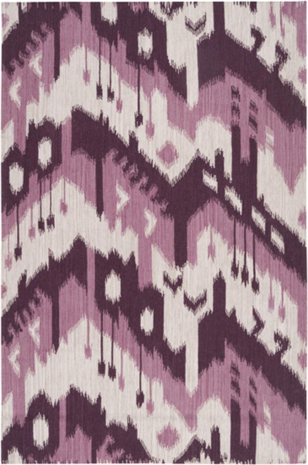 Diva At Home 3.5' x 5.5' Urban Drip Rose Red and Cream Hand Woven Wool Area Throw Rug