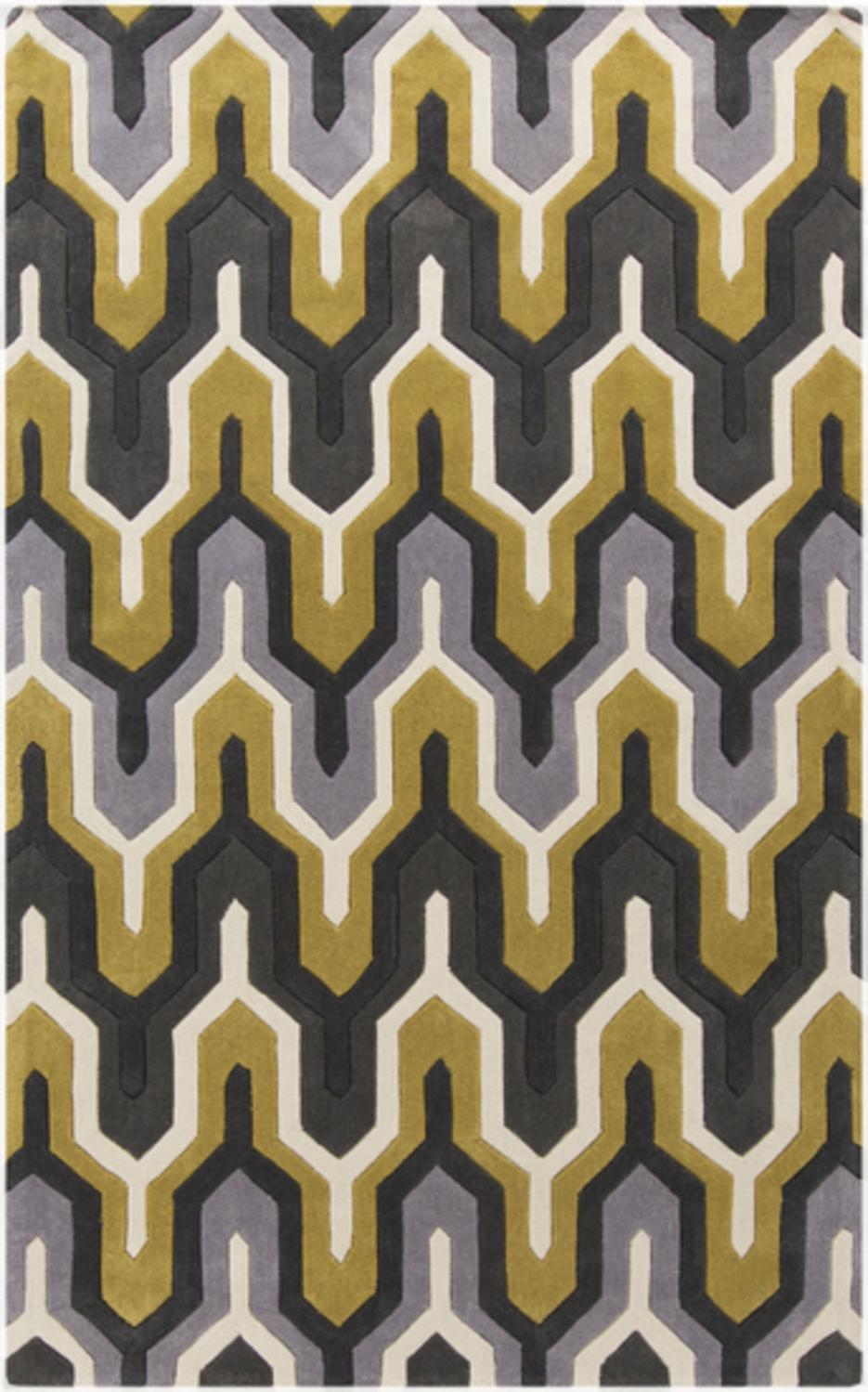 Diva At Home 9' x 13' Egyptian Tefnut Mustard Yellow and Gray Hand Tufted Area Throw Rug