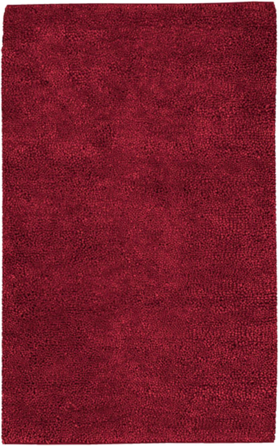 Diva At Home 5' x 8' Solid Crimson Red Hand Woven Zealand Wool Shag Area Throw Rug