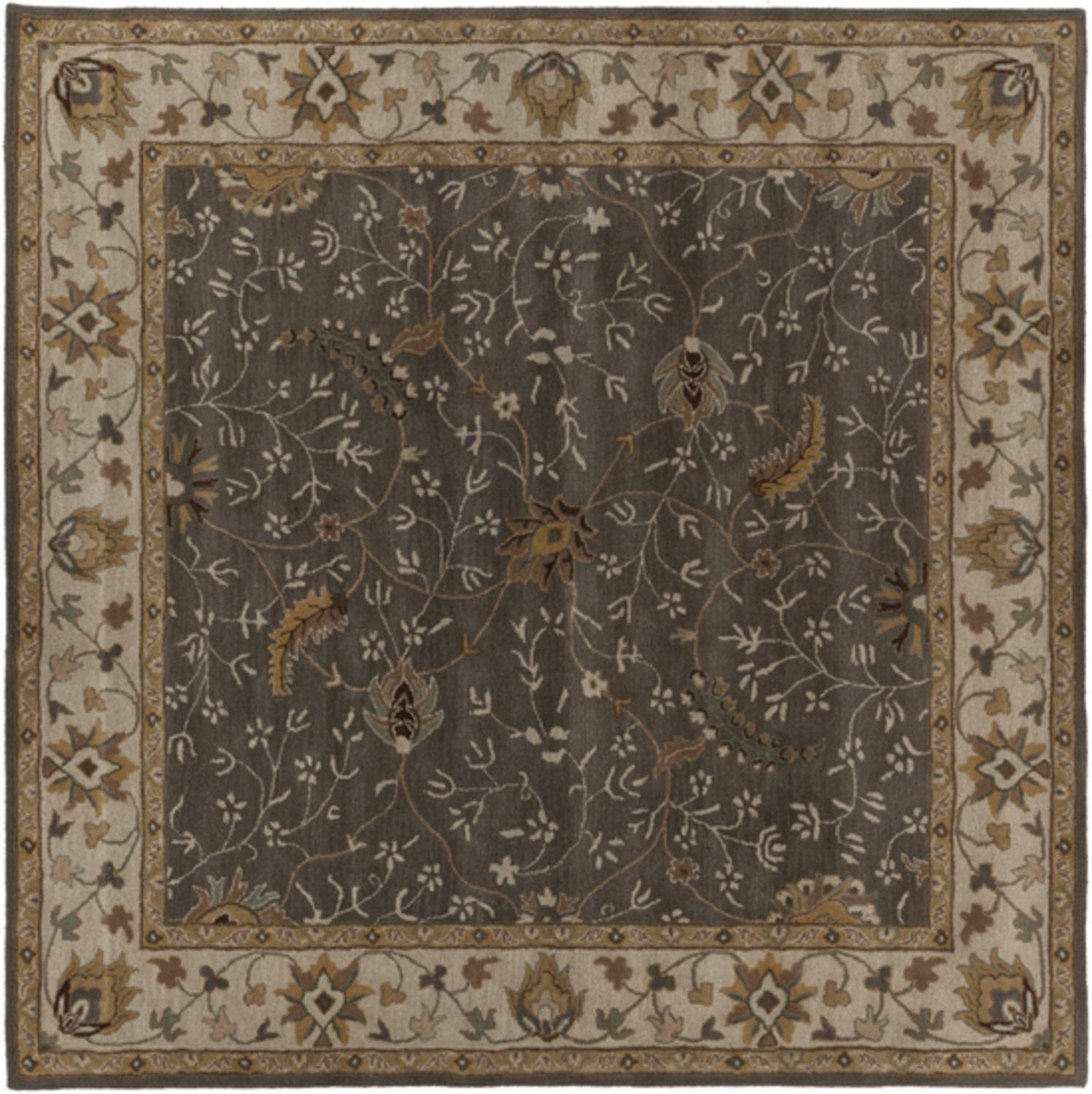 Diva At Home 6' Demetrios Cumin, Brown and Gray Hand Tufted Square Wool Area Throw Rug