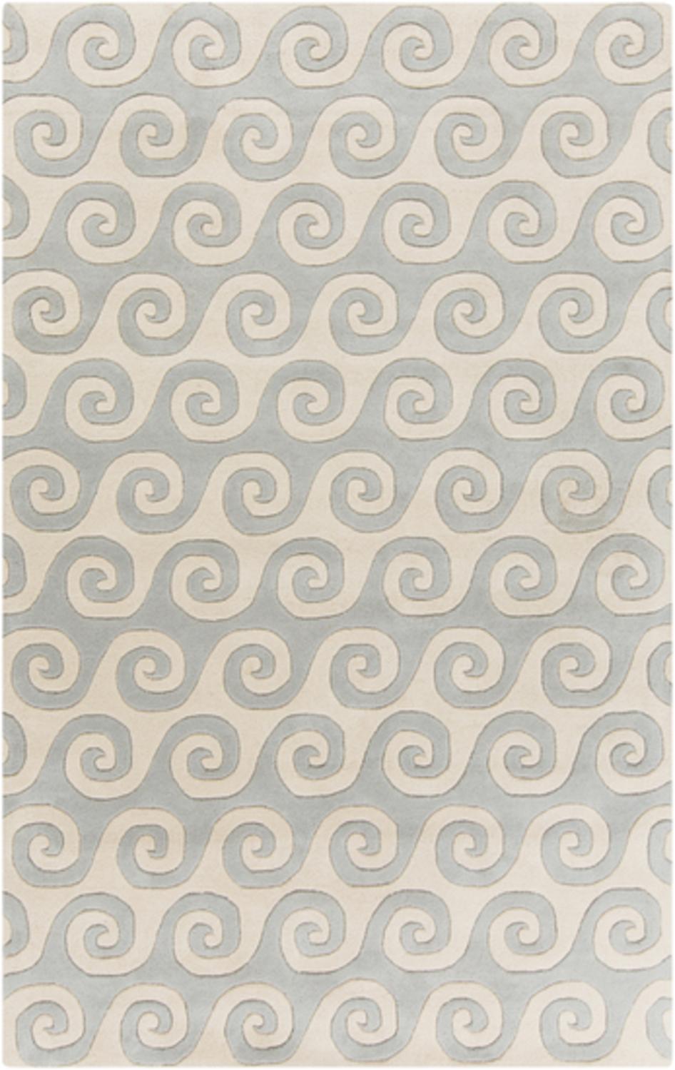 Diva At Home 5' x 8' Breaking Waves Seashell Gray and Ivory Hand Tufted Wool Area Throw Rug