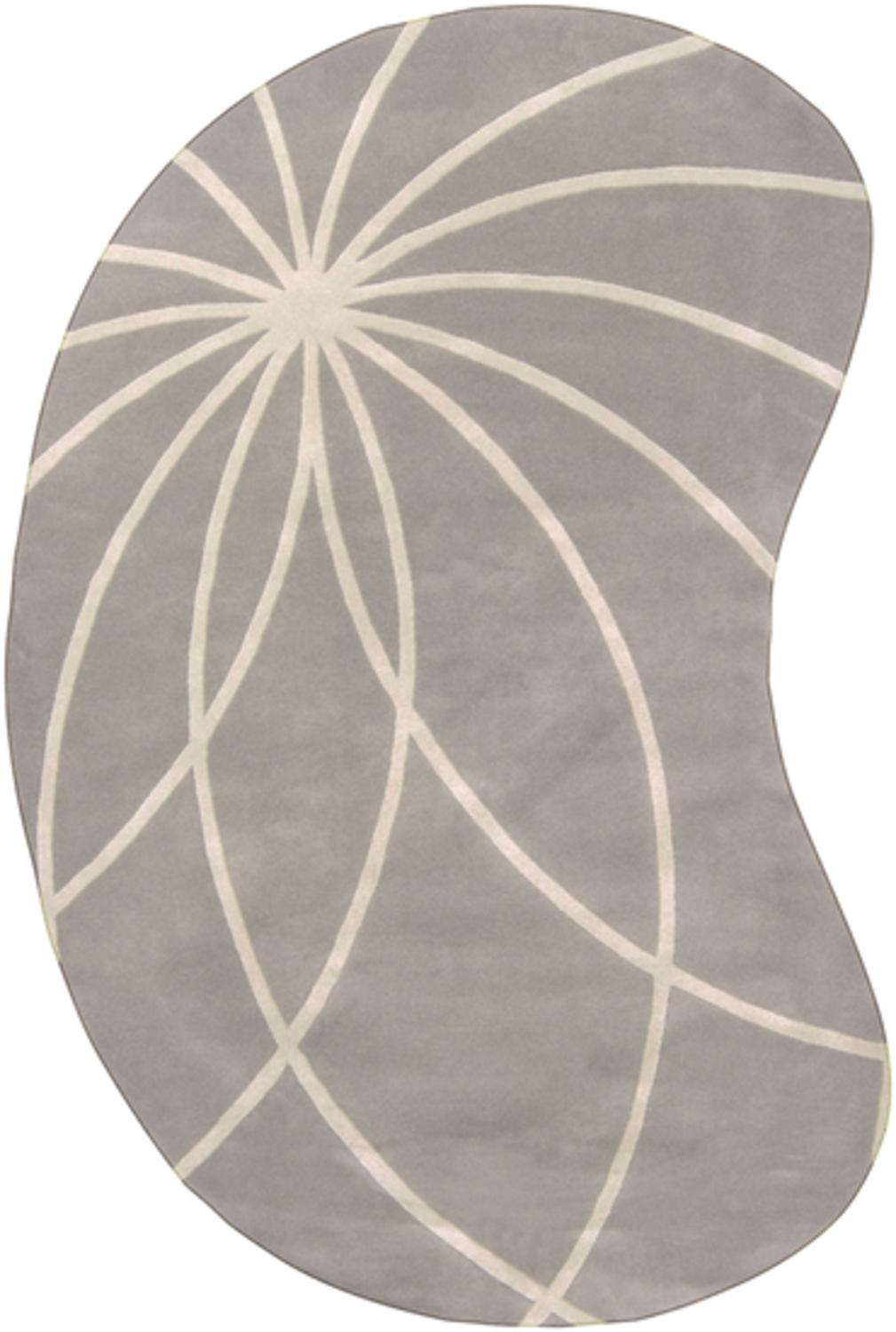 Diva At Home 6' x 9' Plasma Elektra White and Gray Hand Tufted Wool Kidney-Shaped Area Rug
