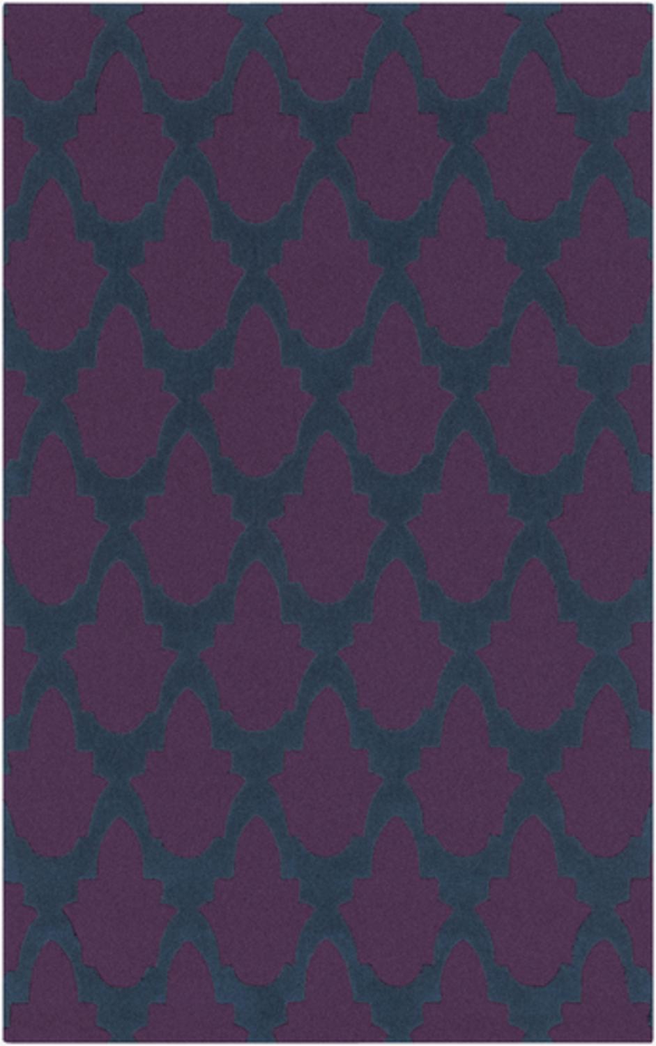Diva At Home 9' x 13' Vectorel Modello Plum Purple and Navy Hand Tufted Area Throw Rug