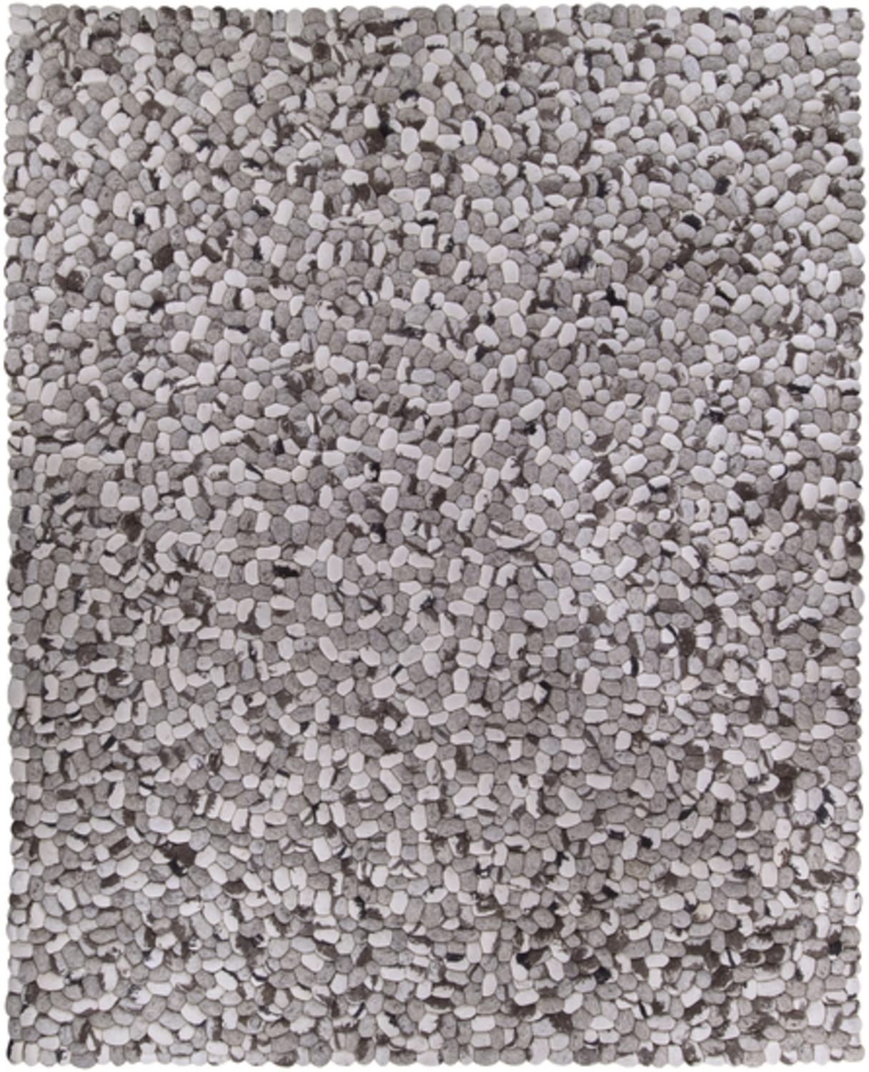 Diva At Home 8' x 10' Cobblestone Hand Woven Cream and Gray Zealand Wool Throw Rug