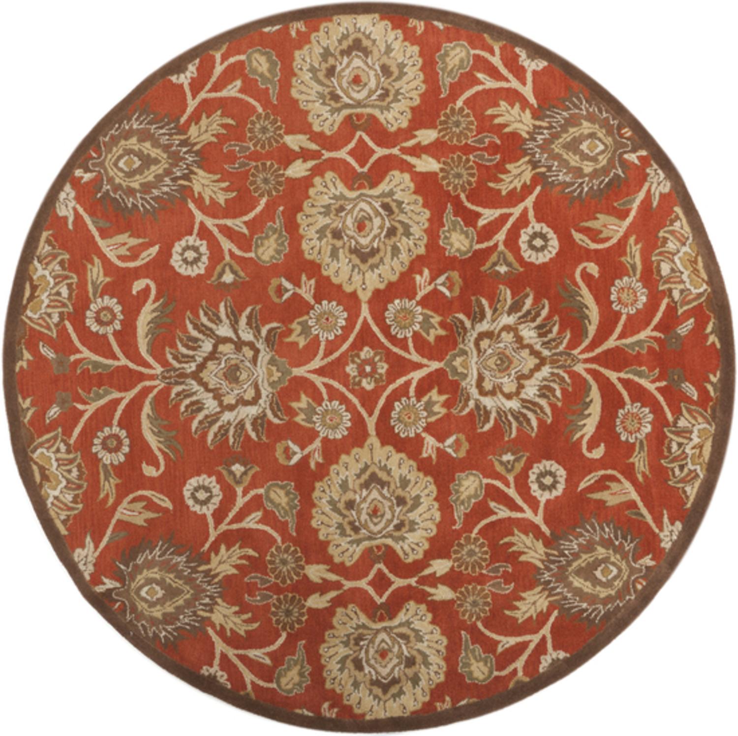 Diva At Home 9.75' Octavia Spicy Brown and Camel Hand Tufted Wool Round Area Throw Rug