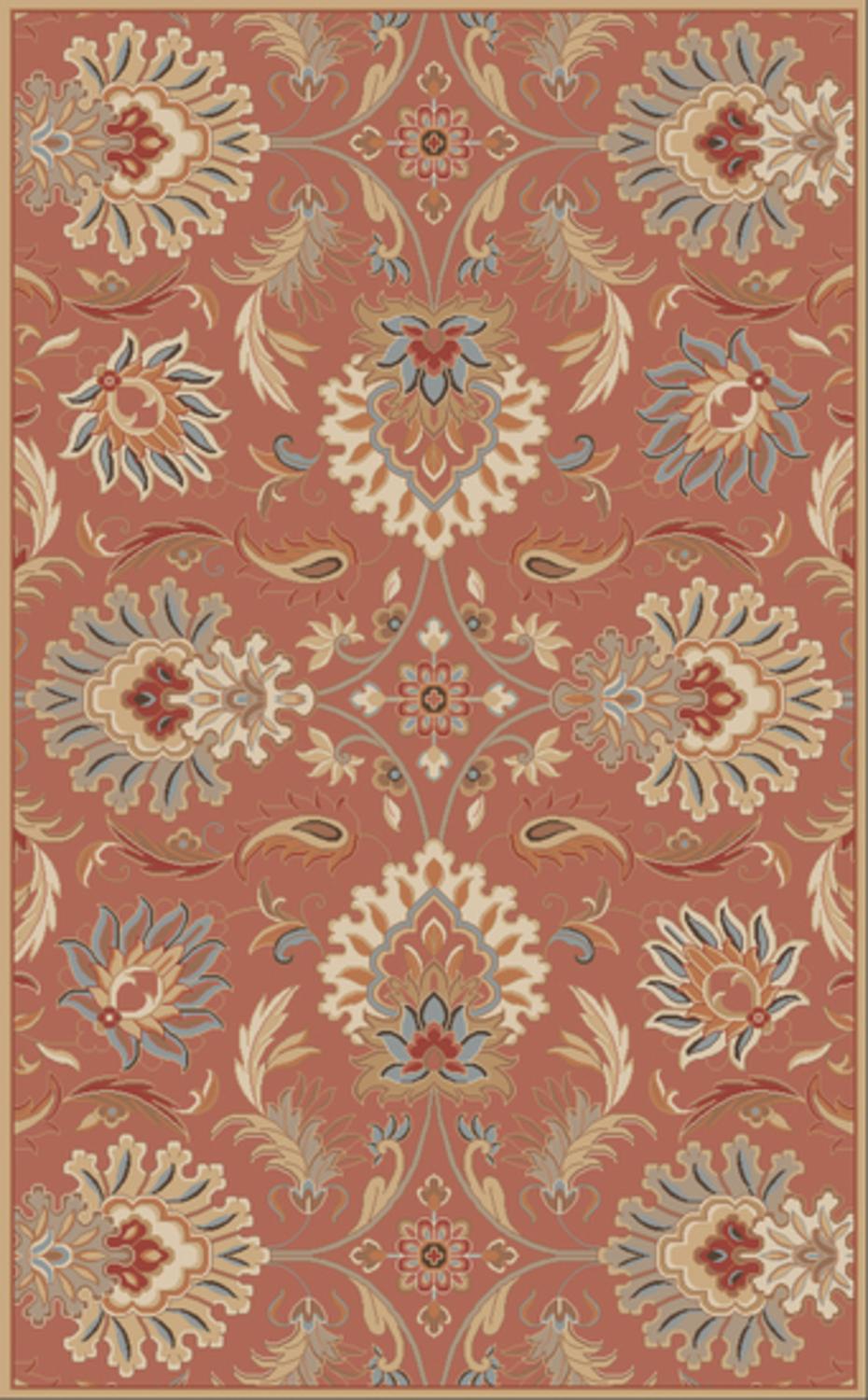 Diva At Home 9.75' x 9.75' Cornelian Red Clay & Beige Hand Tufted Square Wool Area Throw Rug