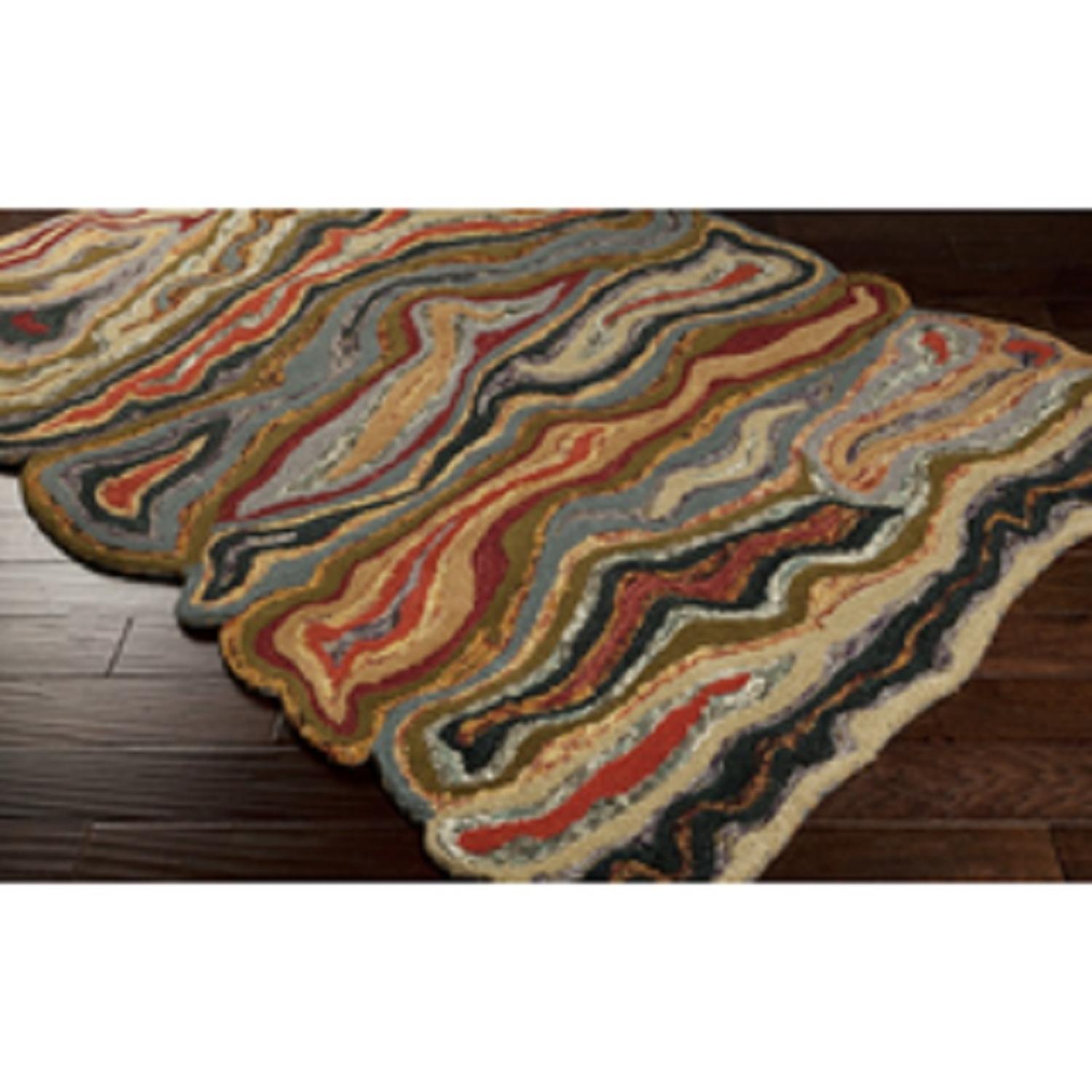 Diva At Home 3'3" x 5'3" Capas Burgundy Red and Forest Green Plush Hand Tufted Wool Area Throw Rug