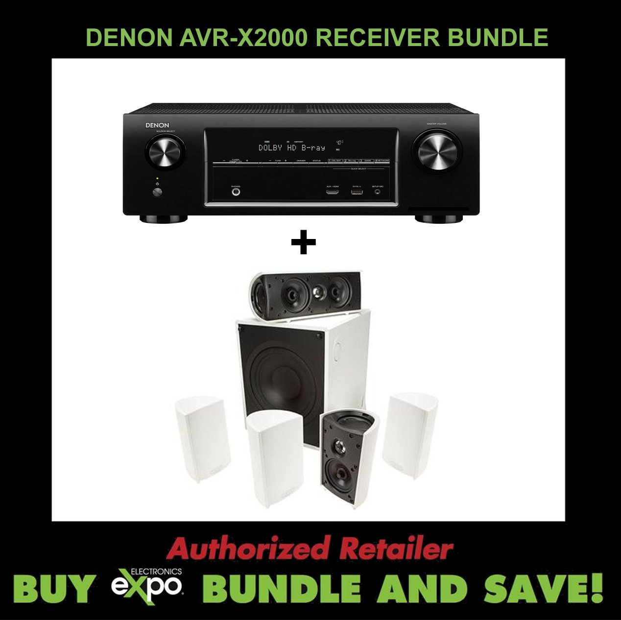 Denon AVRX2000B3  AVR-X2000 7.2-Channel Receiver & Definitive Technology ProCinema 600 White 5.1 Speaker System