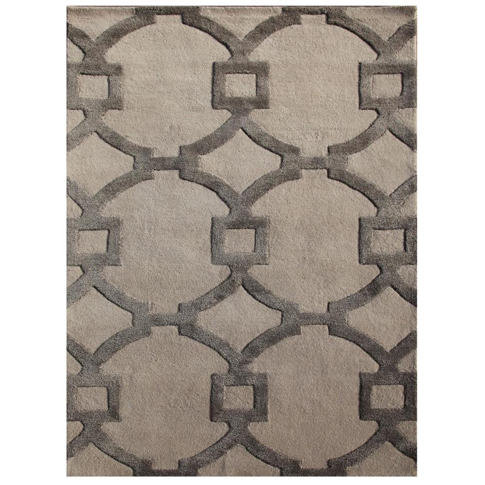 Diva At Home 3.5' x 5.5' Sandy Tan and Gray Regency Modern Wool and Art Silk Hand Tufted Area Throw Rug