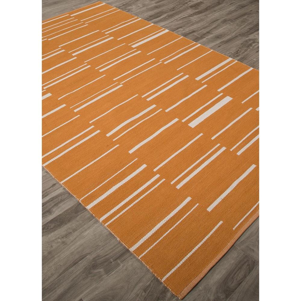 Diva At Home 8' x 11' Tangerine and Ivory Flat-Weave Riverdale Stripe Pattern Cotton Area Throw Rug