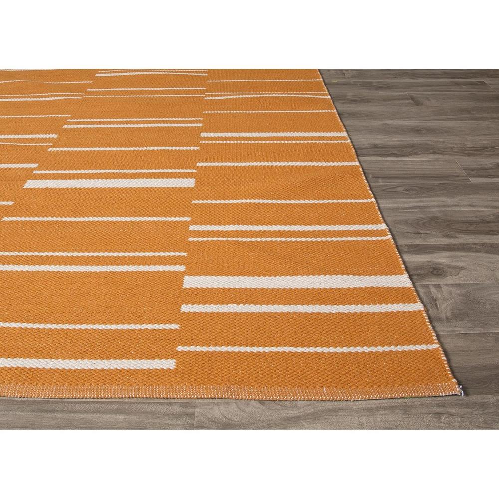 Diva At Home 8' x 11' Tangerine and Ivory Flat-Weave Riverdale Stripe Pattern Cotton Area Throw Rug