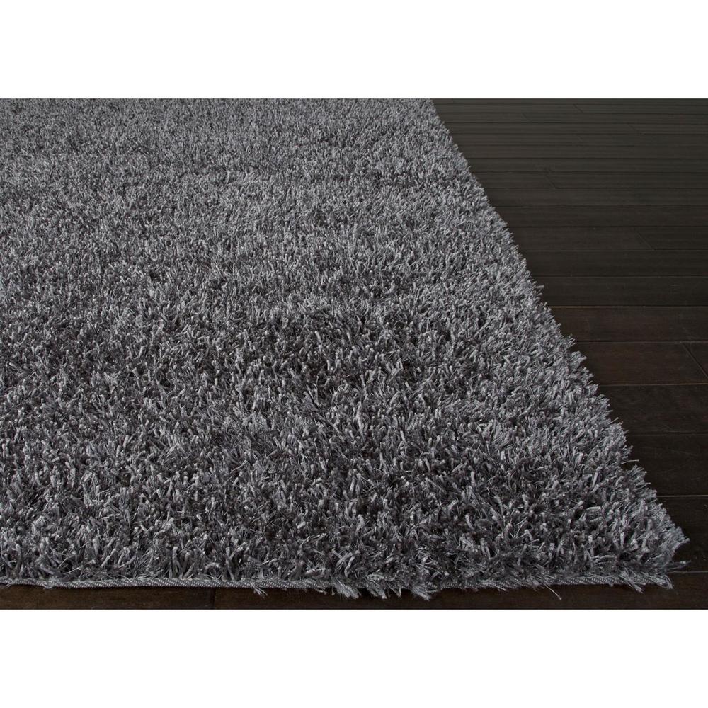 Diva At Home 2' x 3' Contemporary Solid Jet Black Plush Shag Area Throw Rug
