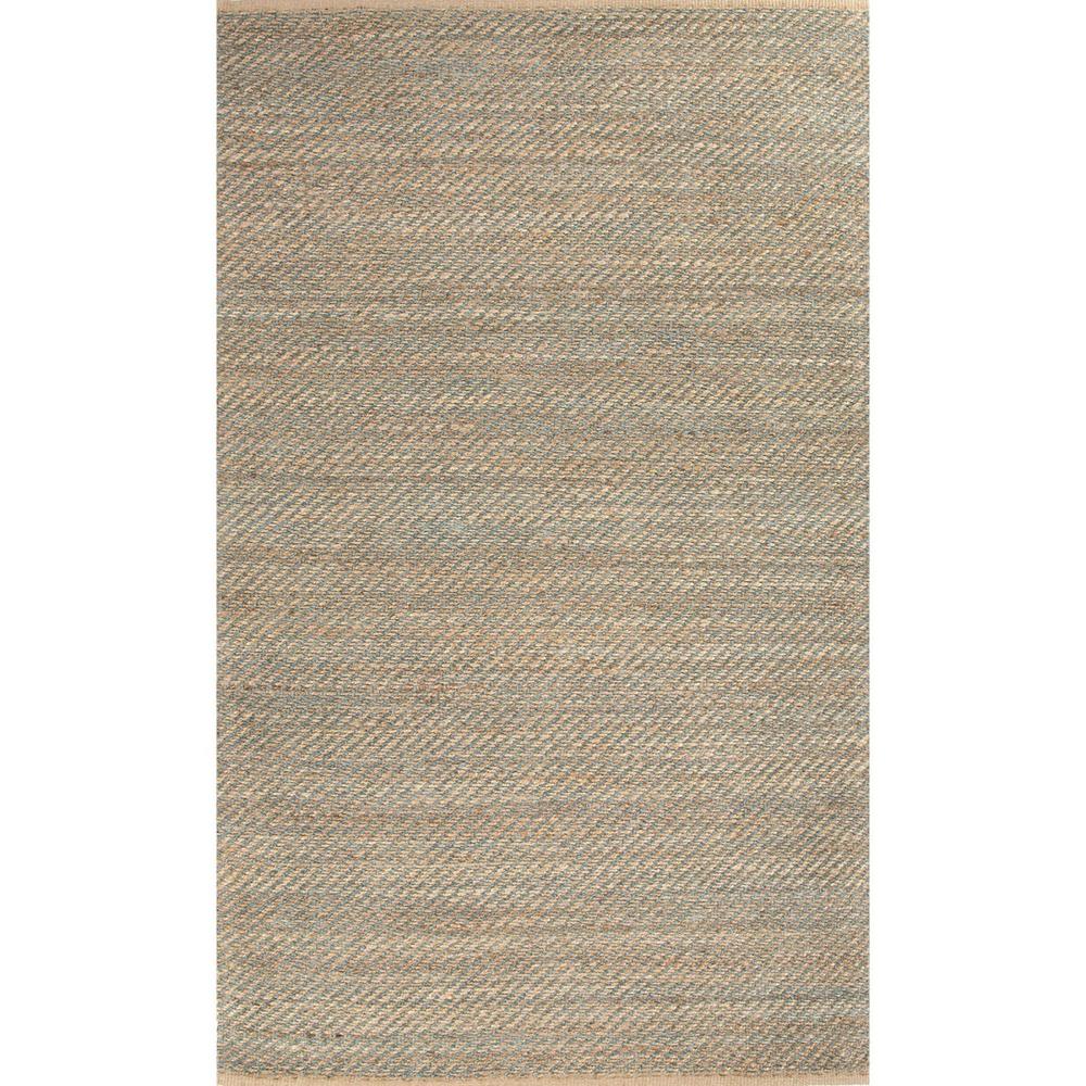 Diva At Home  5' x 8' Almond and Steel Blue Naturals Diagonal Weave Solid Design Jute and Rayon Area Throw Rug