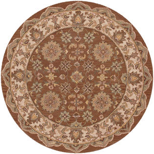 L. R. Resources Shapes Coffee/Ivory 7 ft. 9 in. x 7 ft. 9 in. Traditional Indoor Round Area Rug