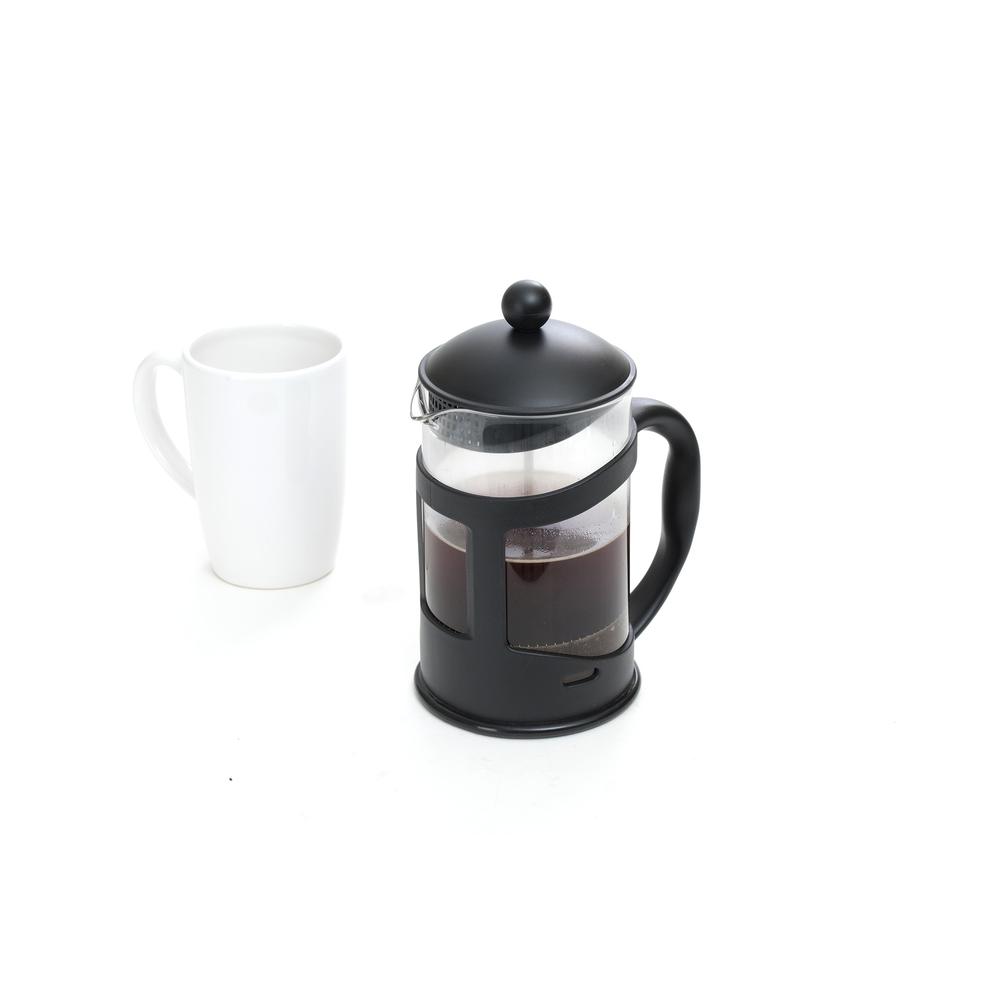 Mind Reader FP001_BLK  3.4-Cup Glass French Press, 8 1/4"H x 6 13/16"W x 4"D, Black