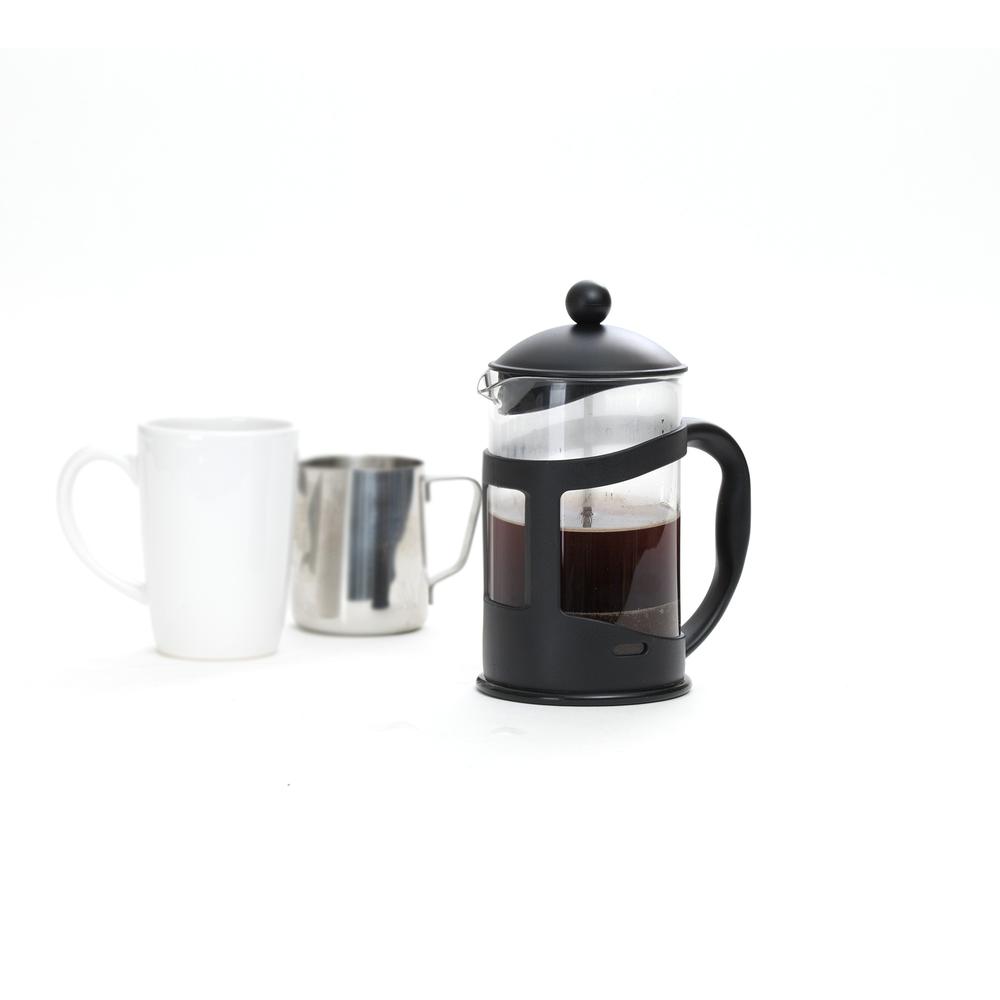 Mind Reader FP001_BLK  3.4-Cup Glass French Press, 8 1/4"H x 6 13/16"W x 4"D, Black