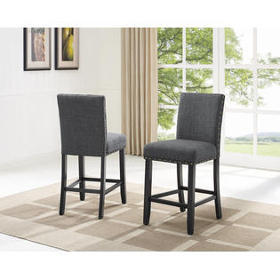 Biony Gray Fabric Counter Height Stools with Nailhead Trim ... (315 x 315 Pixel)