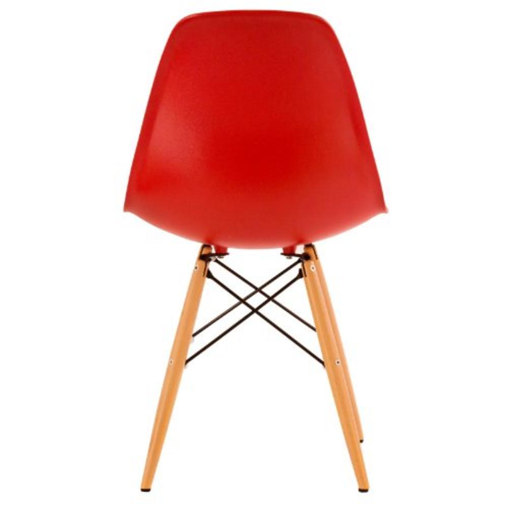 Leisuremod  Dover Molded Side Chair with Wooden Dowel Legs in Red