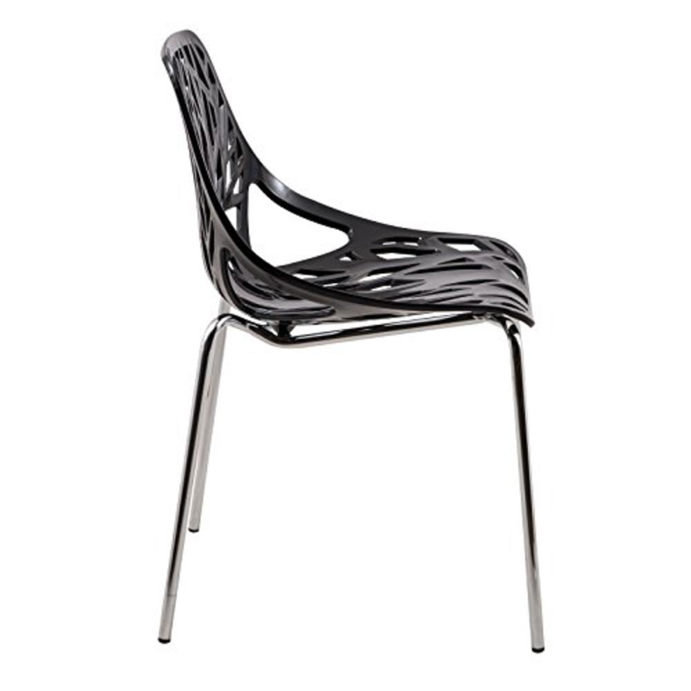 Leisuremod  Asbury Modern Dining Chair With Chromed Legs in Black