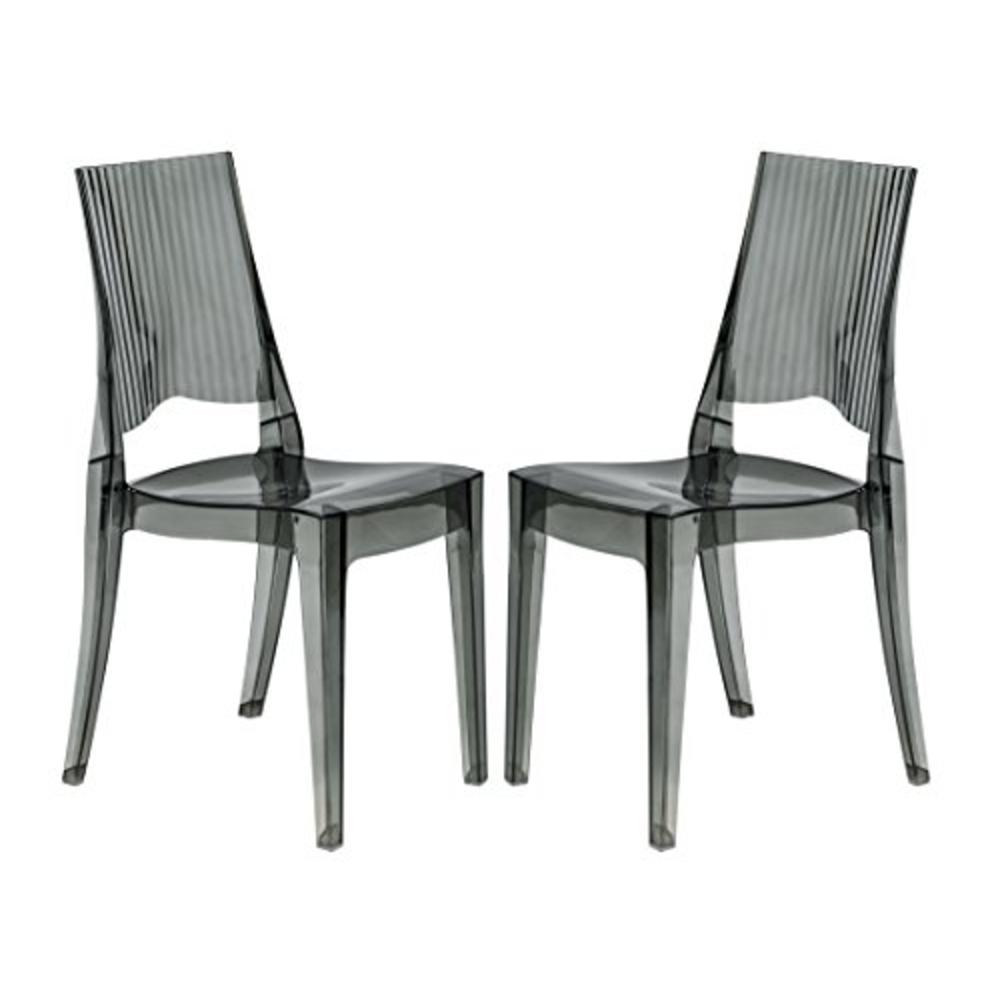 Leisuremod  Coral Transparent Black Dining Modern Chair Set of 2