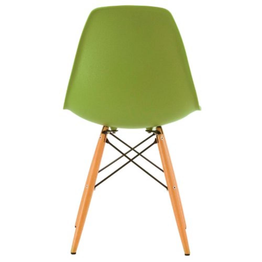 Leisuremod  Dover Green Plastic Molded Dining Chair with Wood Dowel Legs Living