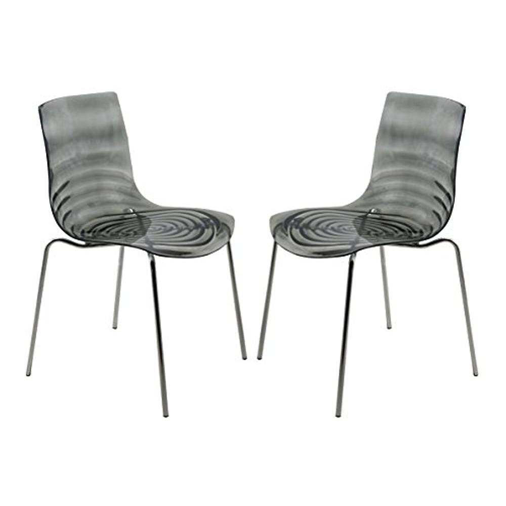 Leisuremod  Astor Modern Dining Chair in Transparent Red Set of 2