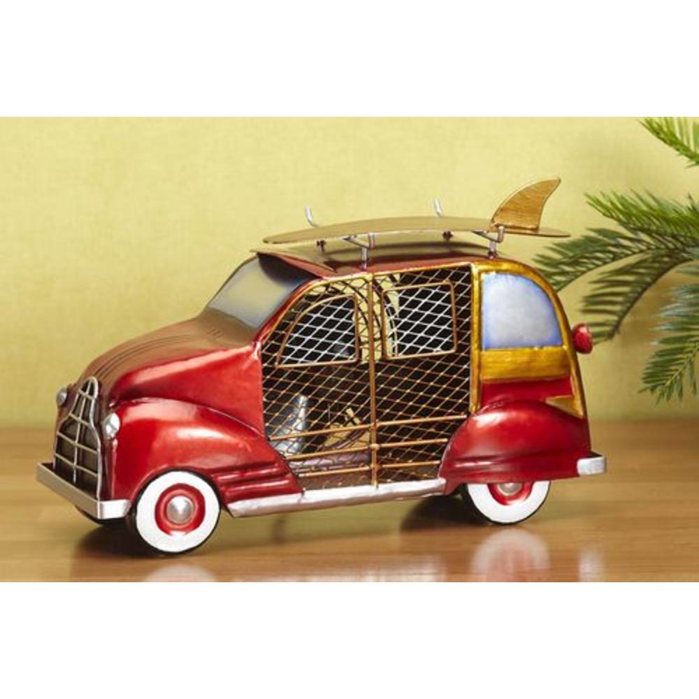 CC Home Furnishings 762152024715 14.25" Hand Sculpted Unique Woody Station Wagon Car Table Top Figure Fan