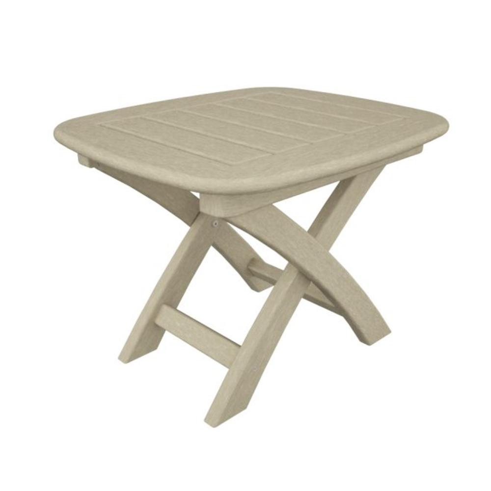 Eco-Friendly Furnishings  Recycled Earth-Friendly Cape Cod Outdoor Patio Folding Side Table - Khaki