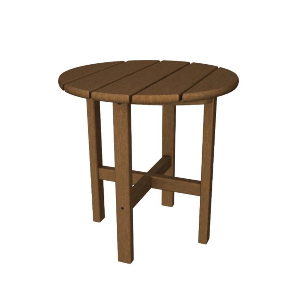 Eco-Friendly Furnishings  18'' Recycled Earth Friendly Outdoor Patio Round Side Table - Teak Brown