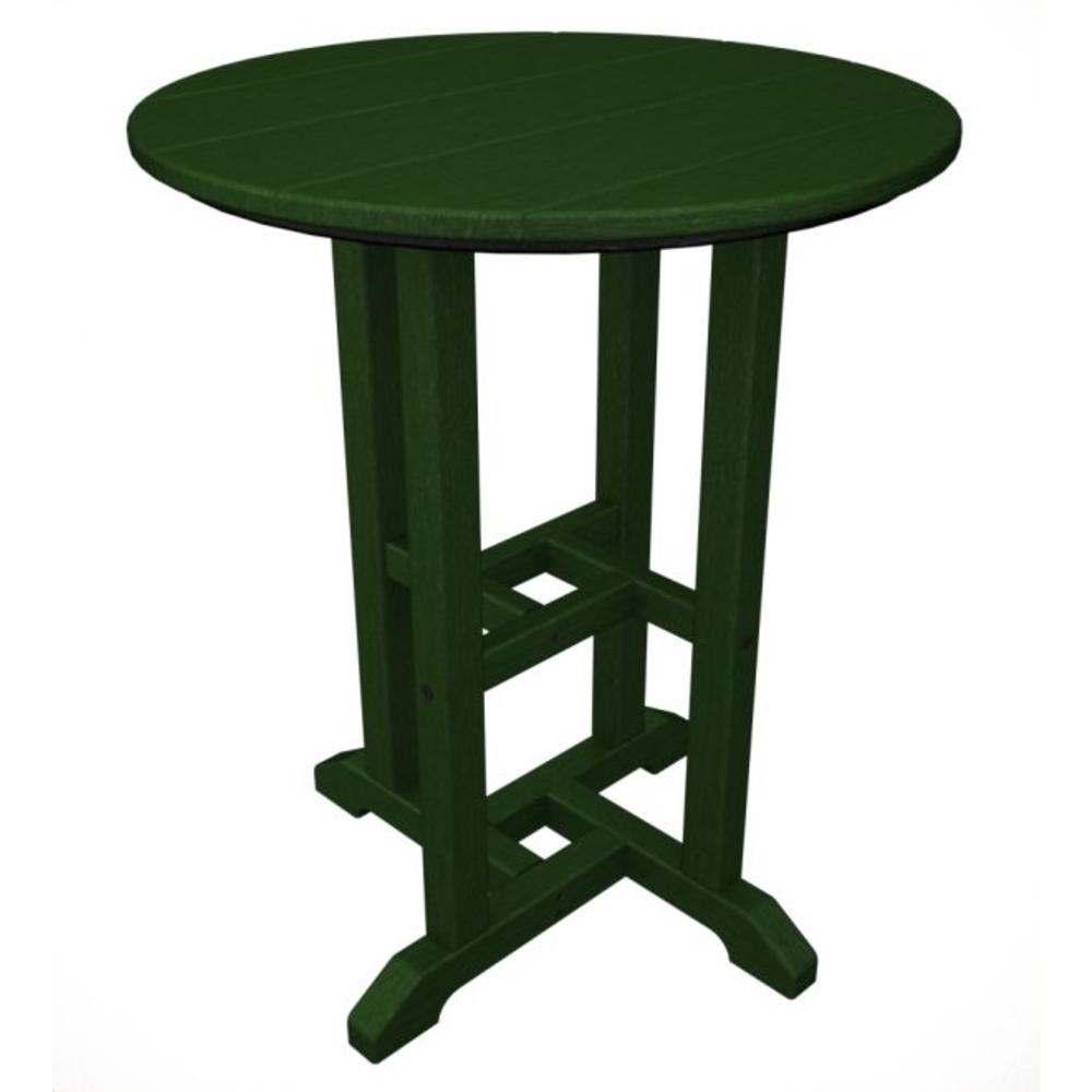 Eco-Friendly Furnishings  37" Recycled Earth-Friendly Outdoor Patio Round Side Table - Forest Green