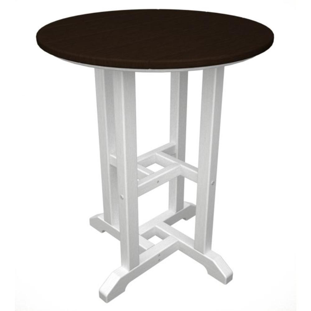 Eco-Friendly Furnishings  24" Recycled Earth-Friendly Outdoor Patio Bistro Table - White & Chocolate Brown