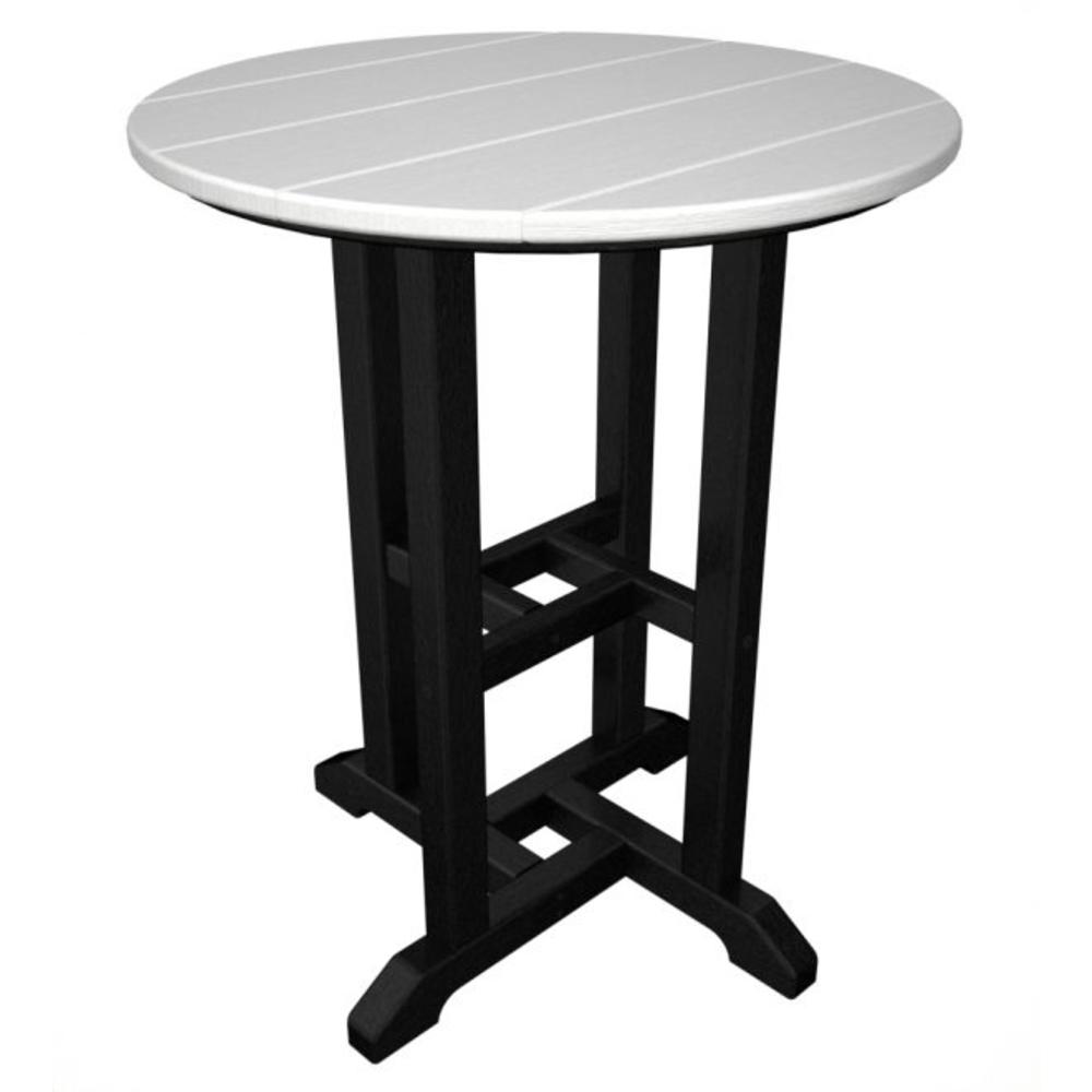 Eco-Friendly Furnishings  24" Recycled Earth-Friendly Outdoor Patio Bistro Table - Black & White