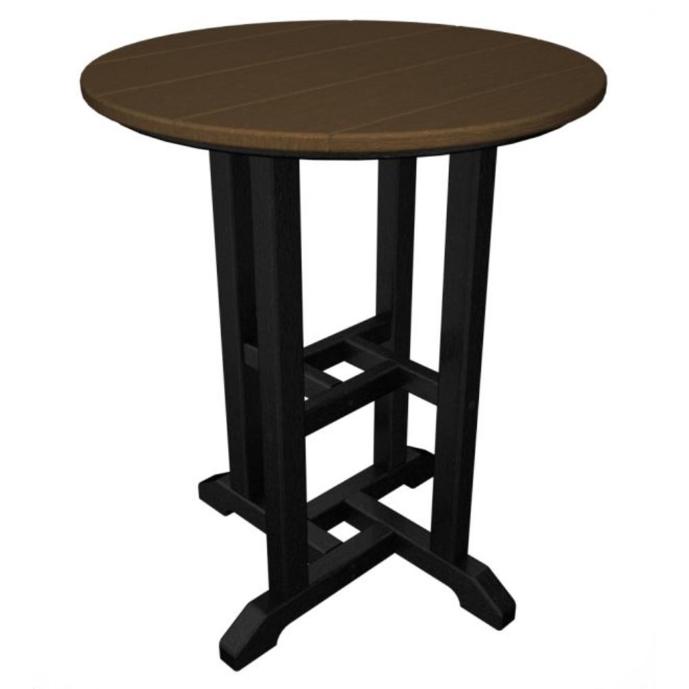 Eco-Friendly Furnishings  29" Recycled Earth-Friendly Outdoor Patio Table - Teak Brown with Black Frame
