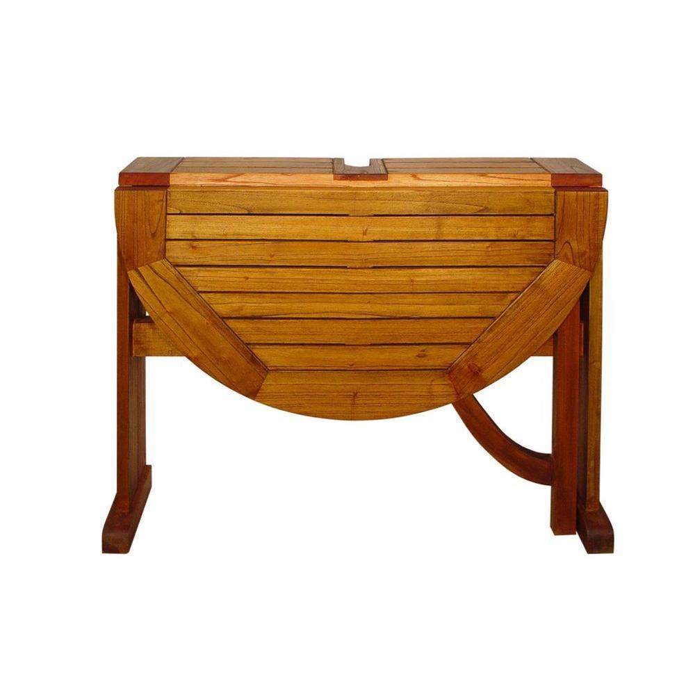 CC Home Furnishings Nyatoh Hardwood Drop Leaf Half-Oval Table