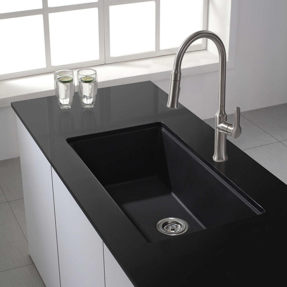 Kraus 31" Undermount Single Bowl Onyx Granite Kitchen Sink - Black