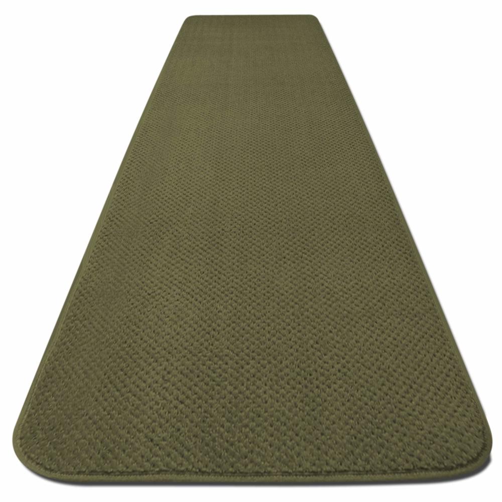 House, Home and More Skid-resistant Carpet Runner - Olive Green - 18 Ft. X 27 In.