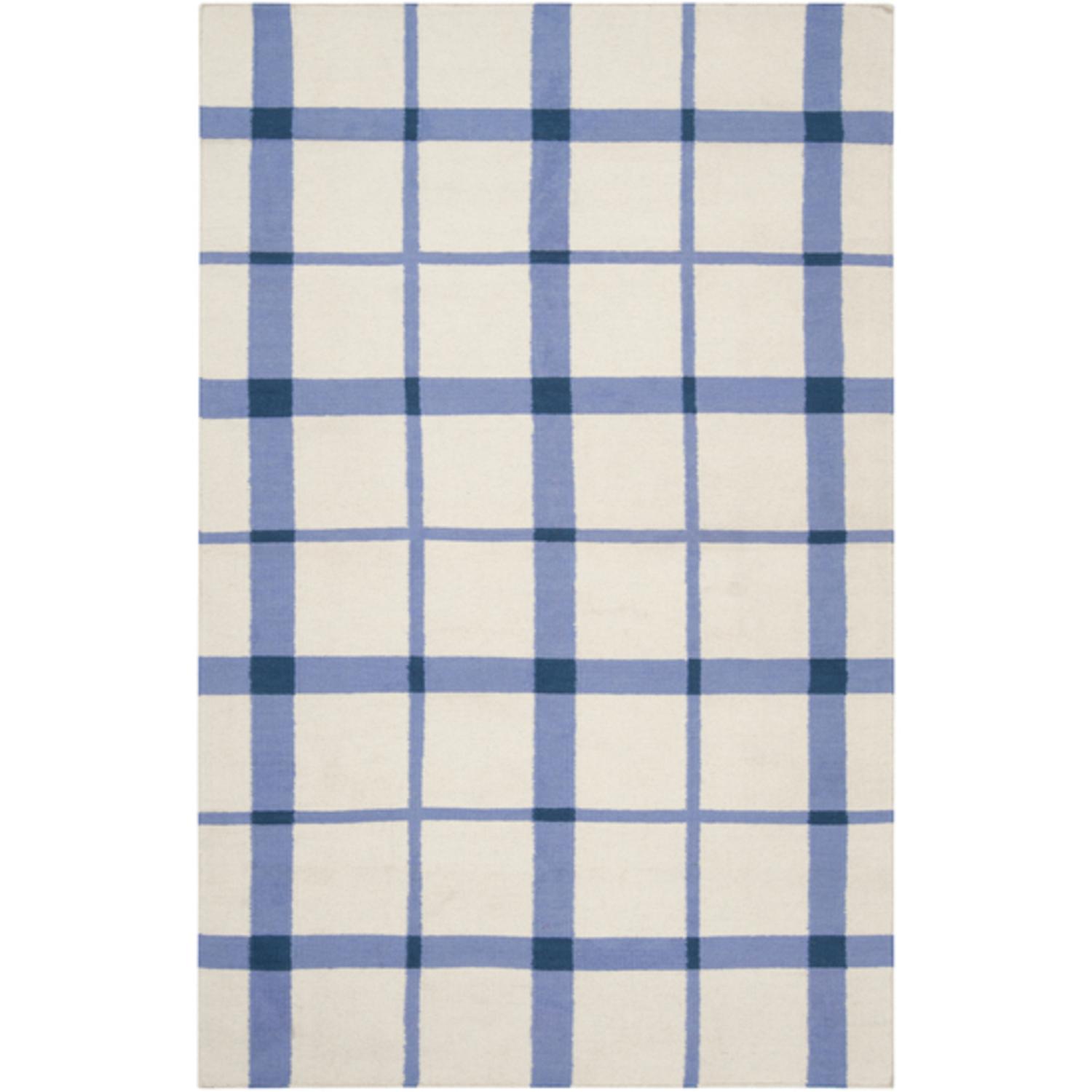 CC Home Furnishings 3.5' x 5.5' Skinny Plaid Chic Periwinkle Blue Wool Area Throw Rug
