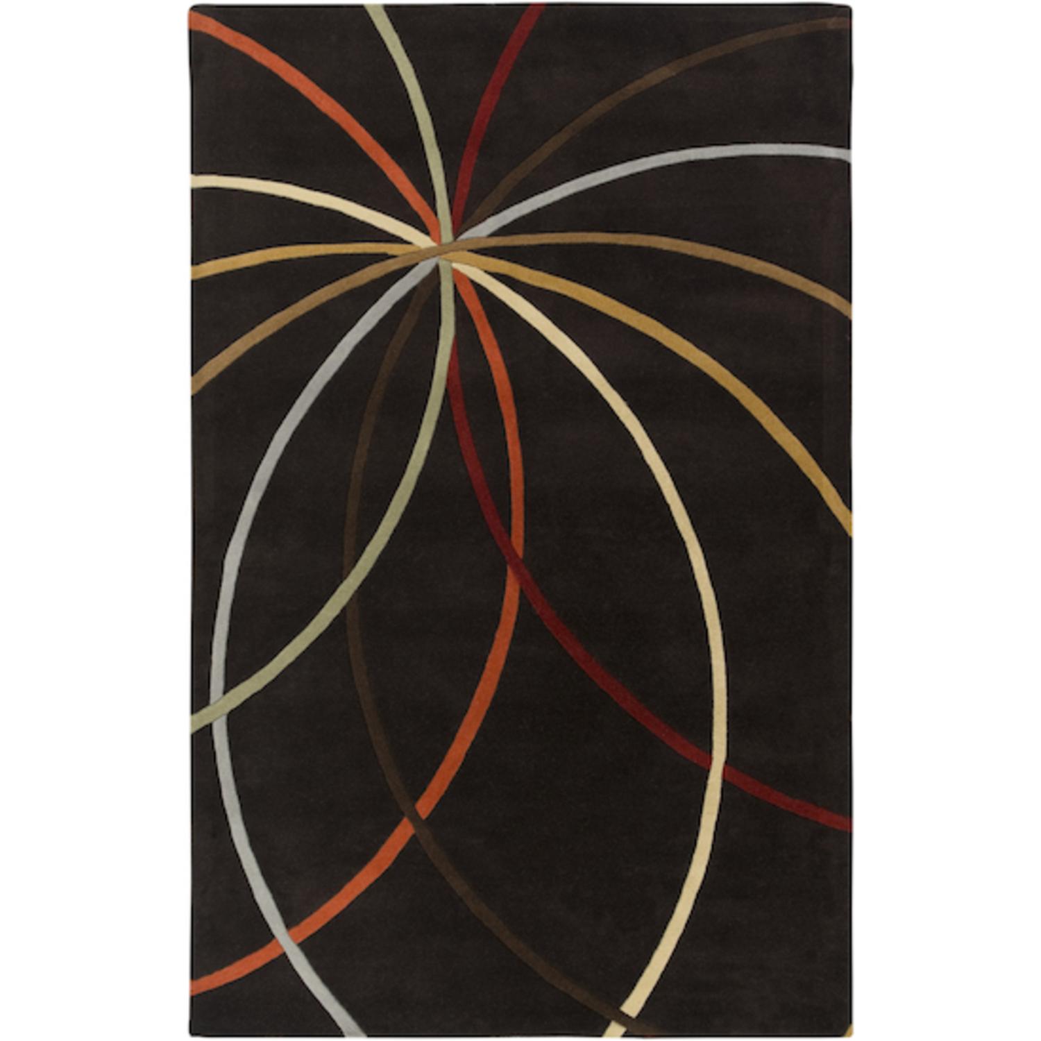 CC Home Furnishings 5' x 8' Plasma Elektra Contemporary Multi-Colored and Brown Wool Area Throw Rug